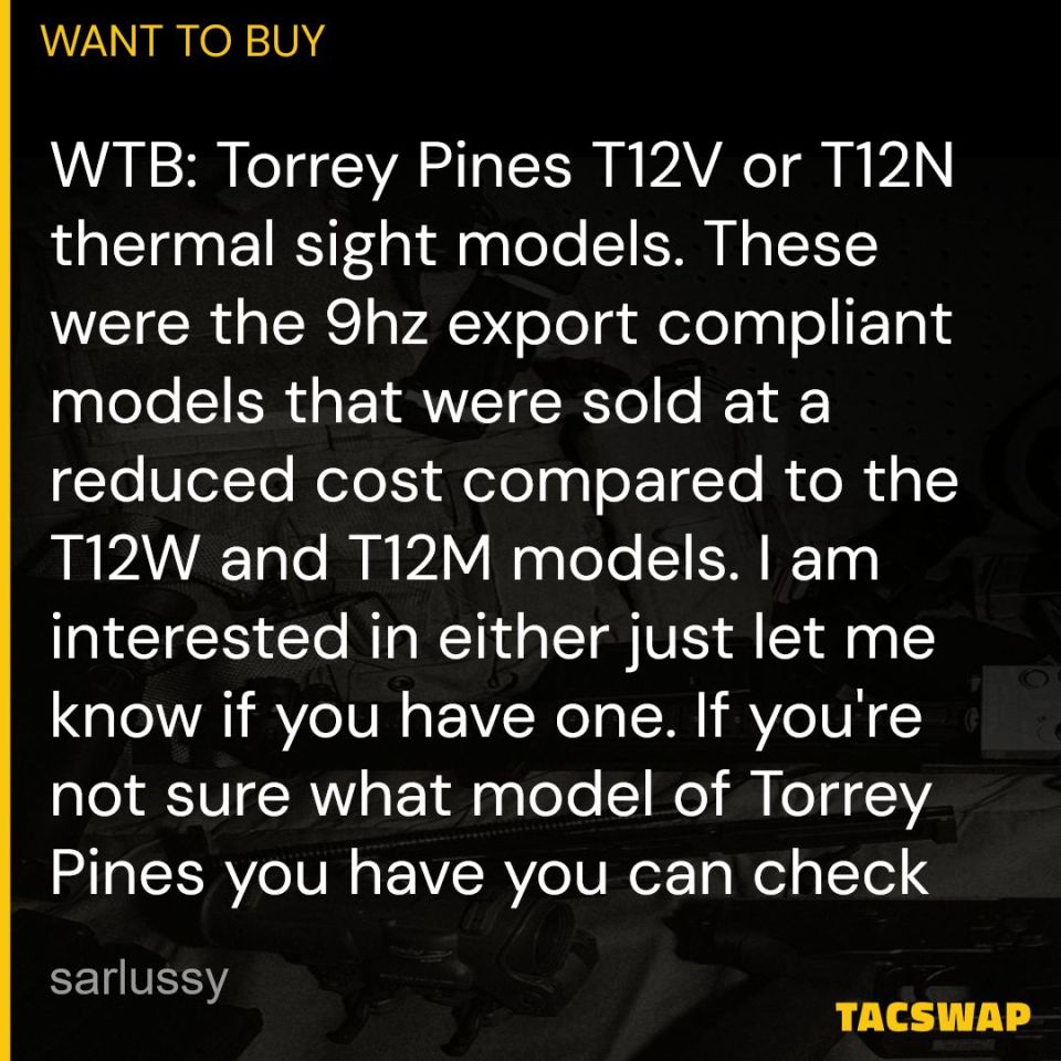 Post 3 - WTB: Torrey Pines T12V or T12N