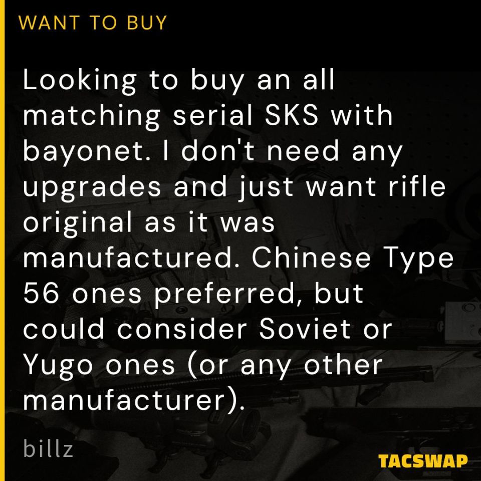 Post 3 - Want To Buy All Matching SKS