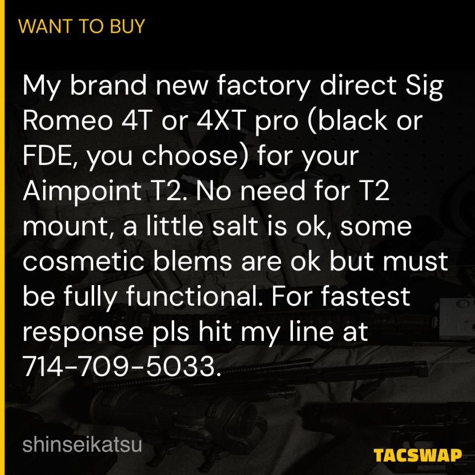 Post 1 - Sig Romeo 4T or 4XT Pro for T2