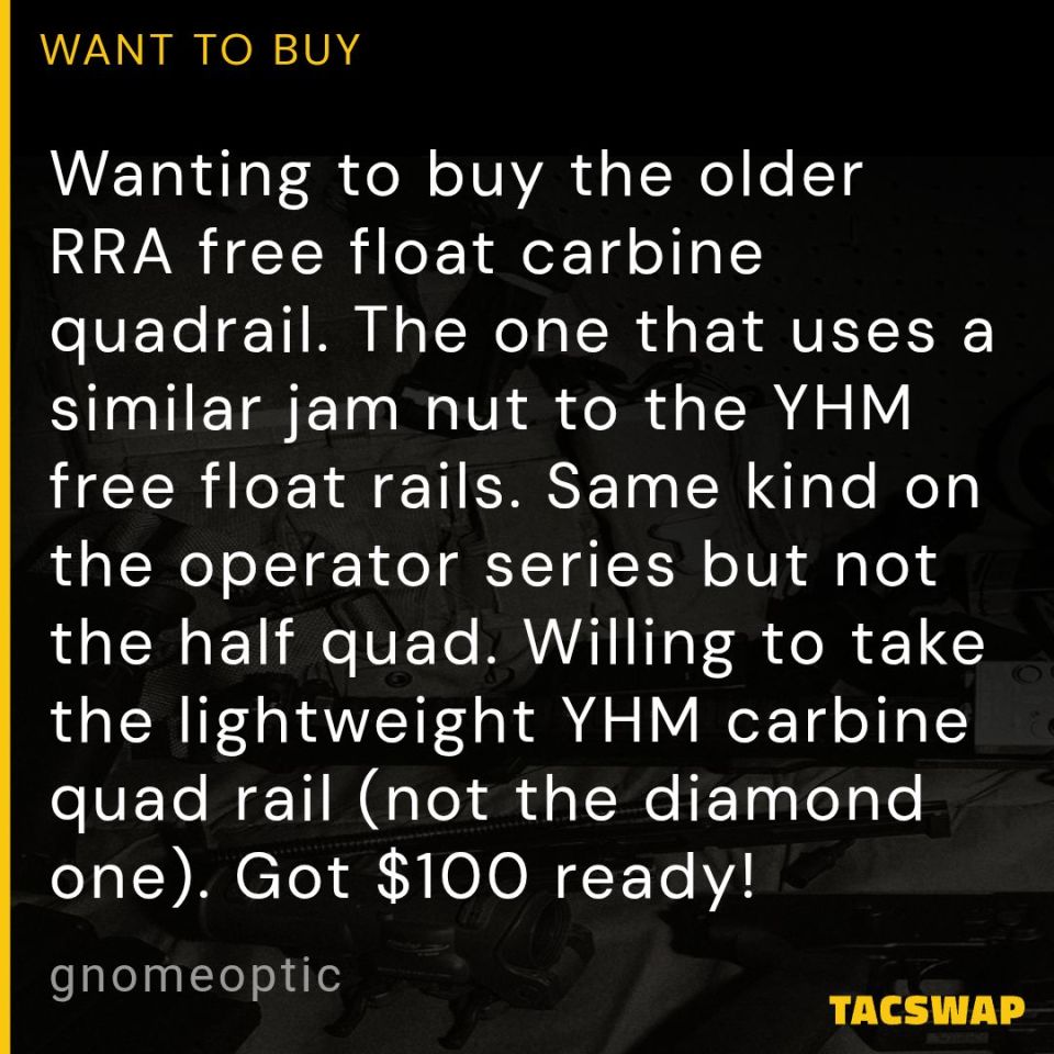 Post 1 - RRA carbine Quad rail 