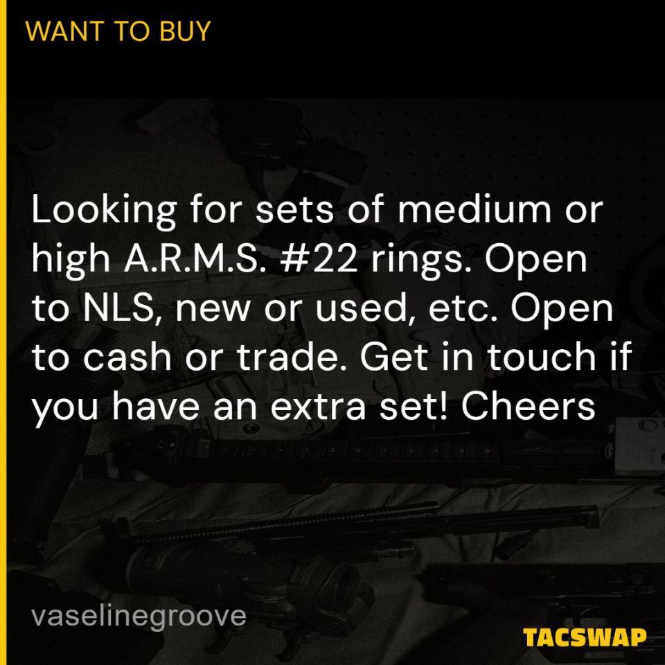 Post 2 - A.R.M.S. Rings (Med or High)