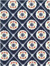 Brocante flower diamond donkerblauw pvc