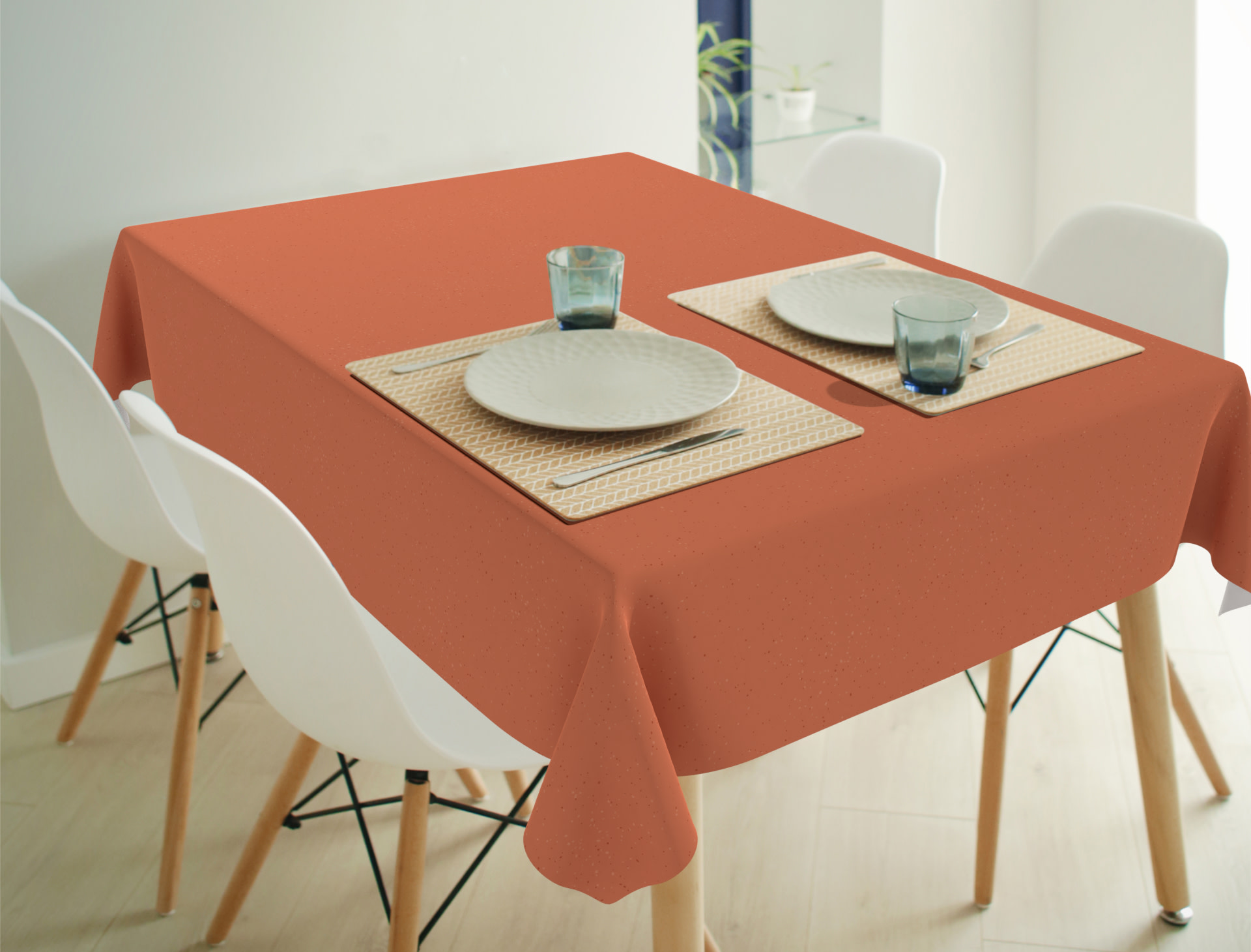 ABAKUHAUS Etnisch Tafelkleed, Oosterse Vintage Ornamenten, Eetkamer Keuken Rechthoekige tafelkleed, 140 x 200 cm, Donker oranje Apricot