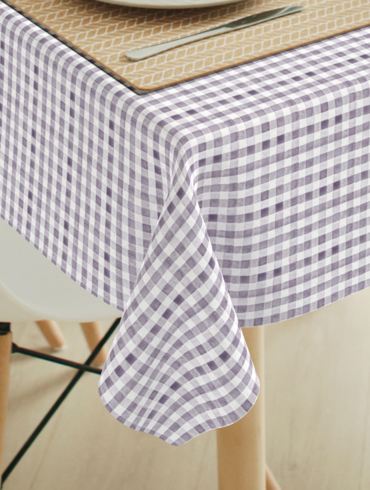 Tafelkleed ruitje aquarel mauve paars