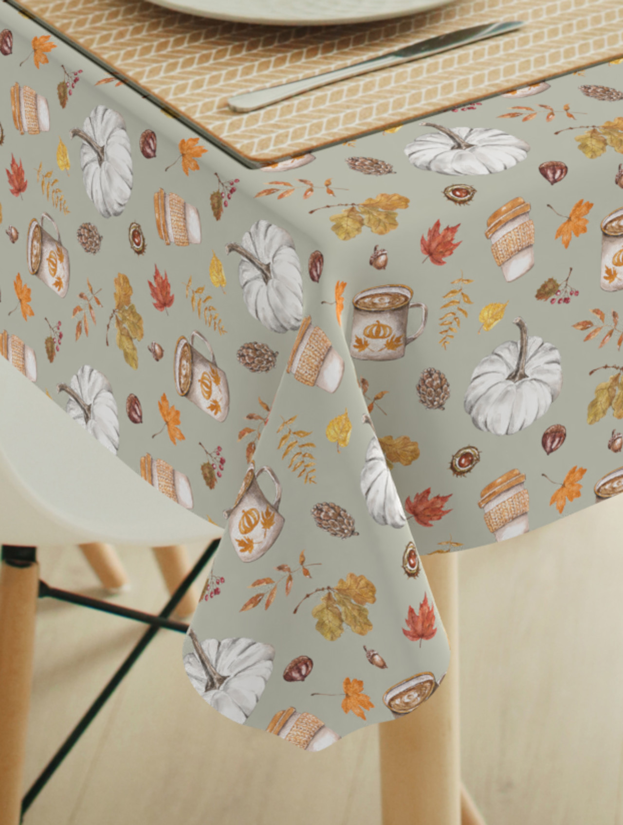 Tafelkleed Autumn grijsgroen