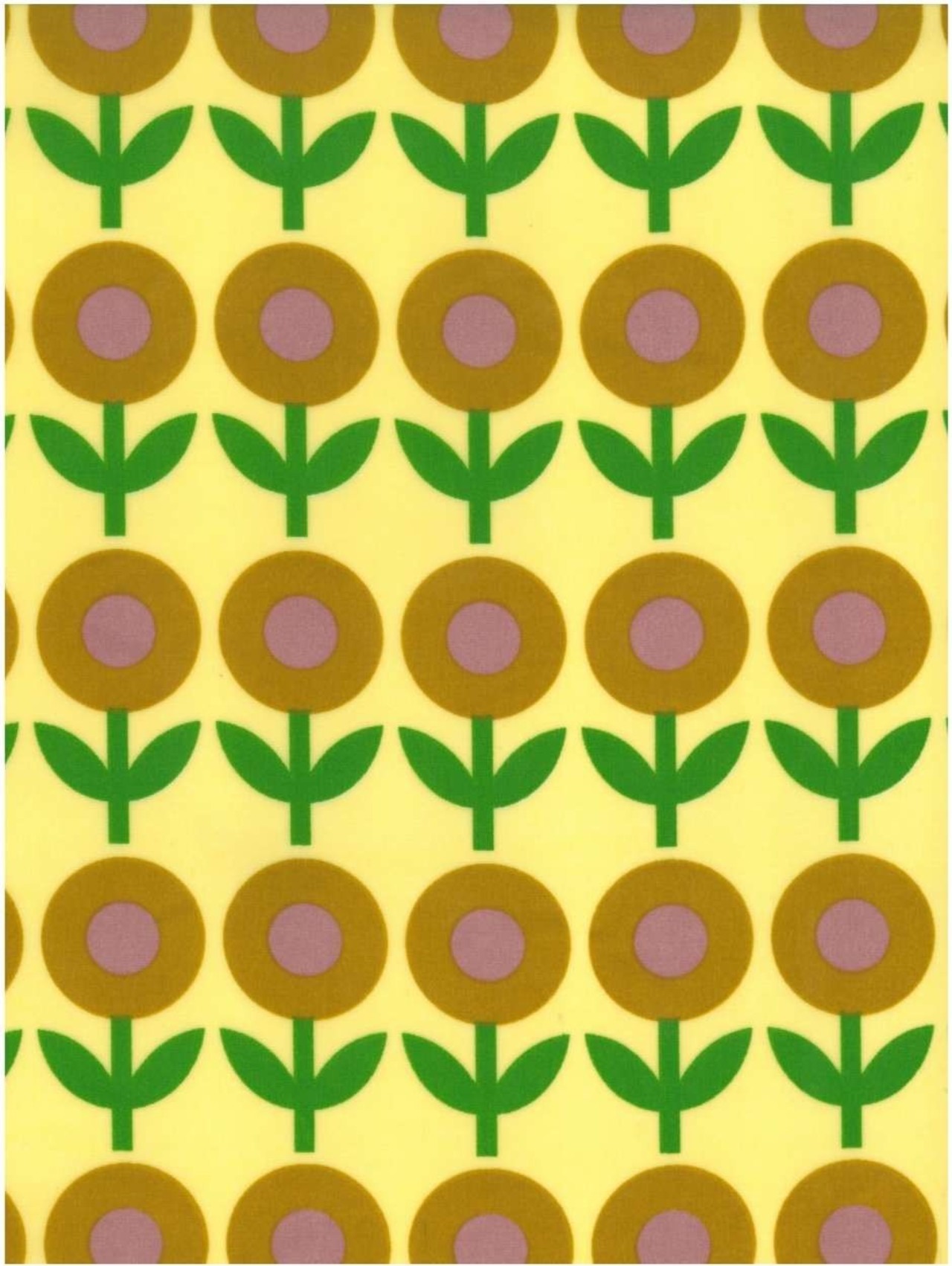 Retro bloempje zachtgeel-bruin pvc