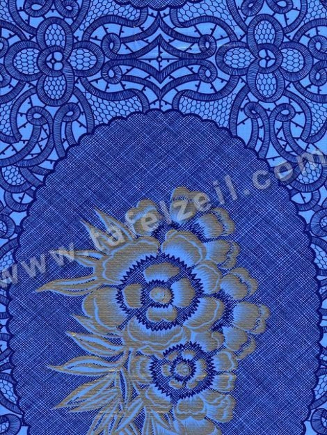 Lace medaillon blauw-goud