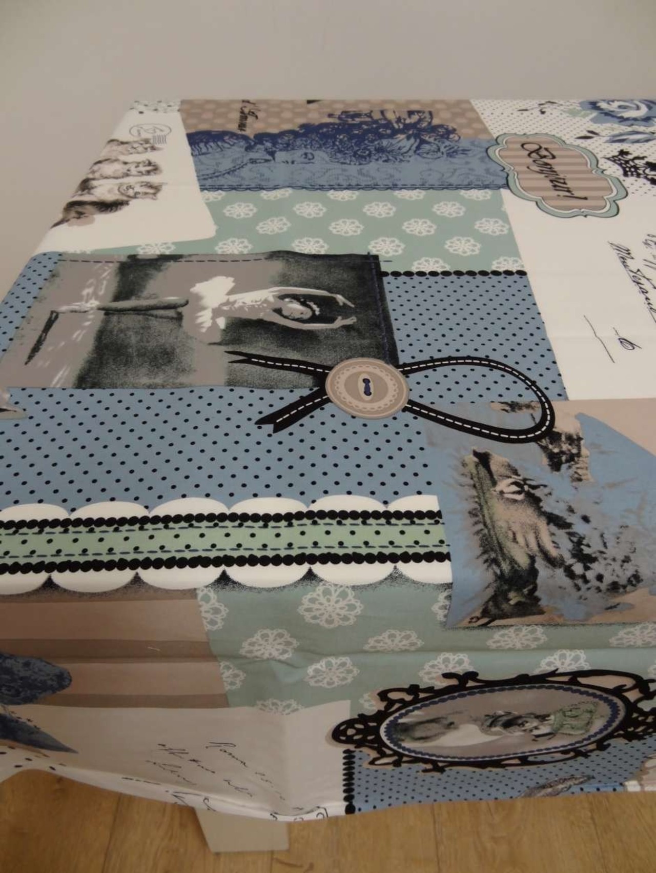 Bonjour oudblauw-taupe pvc