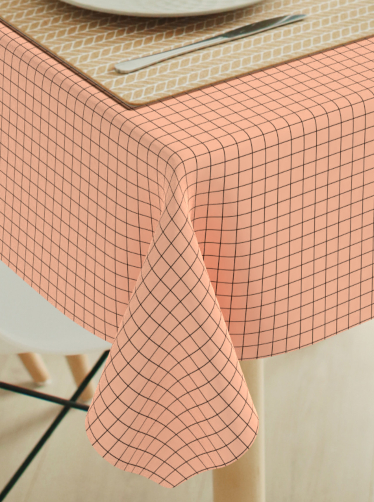 Tafelkleed Grid black - fifties orange