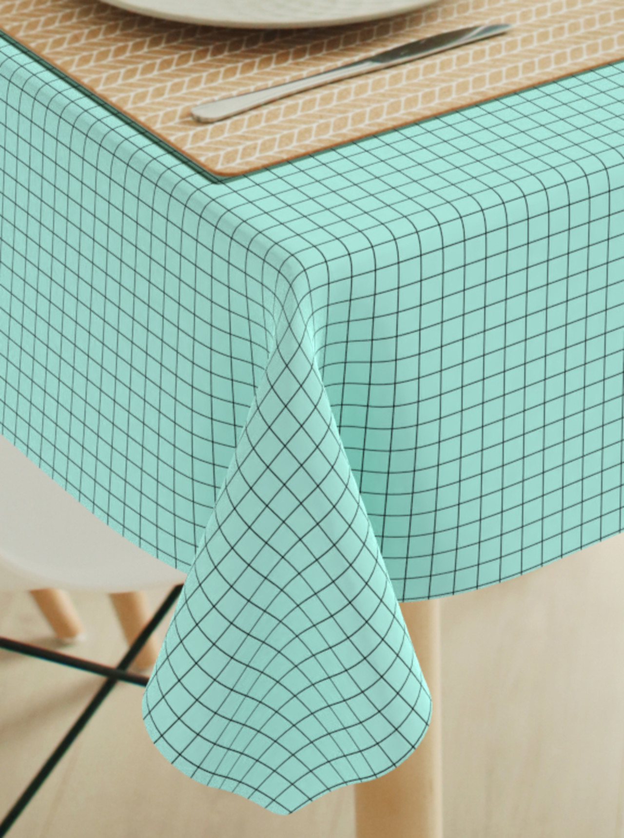 Tafelkleed Grid black -fifties green