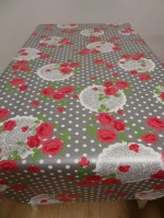 Tafelzeil flower, ornament and dots zilver