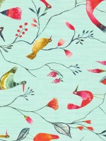 Tafelzeil linnen effects birds mint