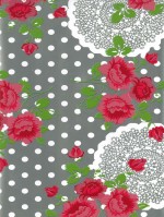 Tafelzeil flower, ornament and dots zilver