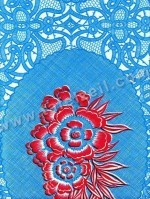 Lace medaillon aquablauw-rood