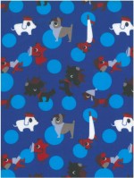 Retro hondjes blauw-rood pvc 