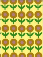 Retro bloempje zachtgeel-bruin pvc