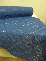 Tafelloper kant roosje petrolblauw