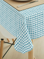 Tafelkleed ruitje aquarel turquoise