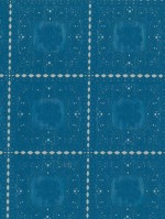 Tafelloper kant roosje petrolblauw