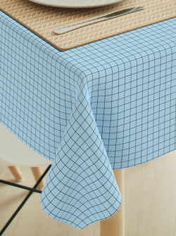 Tafelkleed Grid black -fifties blue 2