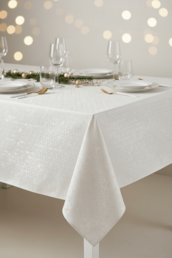 Tafellaken op maat – polyesterkatoen met acryl coating – wit – afneembaar met vochtige doek – wasmachinewasbaar