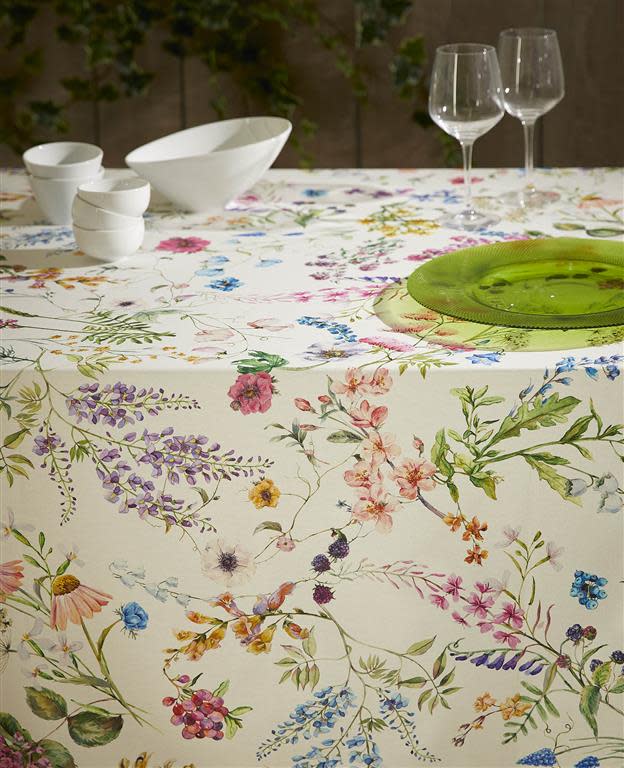 Arquiel Tafelkleed met bloemen, waterdicht, rechthoekige tafelkleed met wilde bloemen, vlekbestendig, wasbare tafelbescherming voor thuis, keuken, eetkamer, feest, decoratie (140 x 180 cm