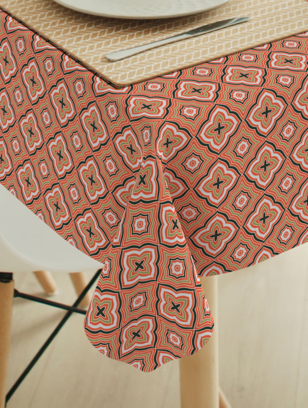 ABAKUHAUS Tafelkleed Gebrande Oranje - Retro Strepen 140x200cm Rechthoekig Voor Eetkamer En Keuken