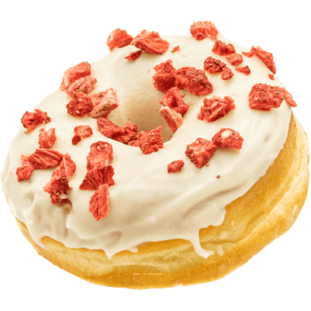 White Choc & Strawberries donut