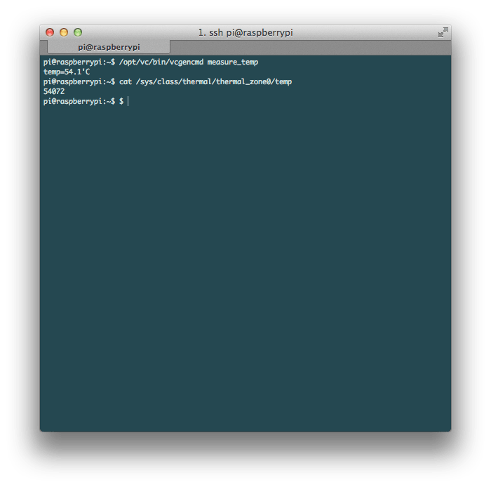 Raspberry Pi CPU Temperature shown on the command line