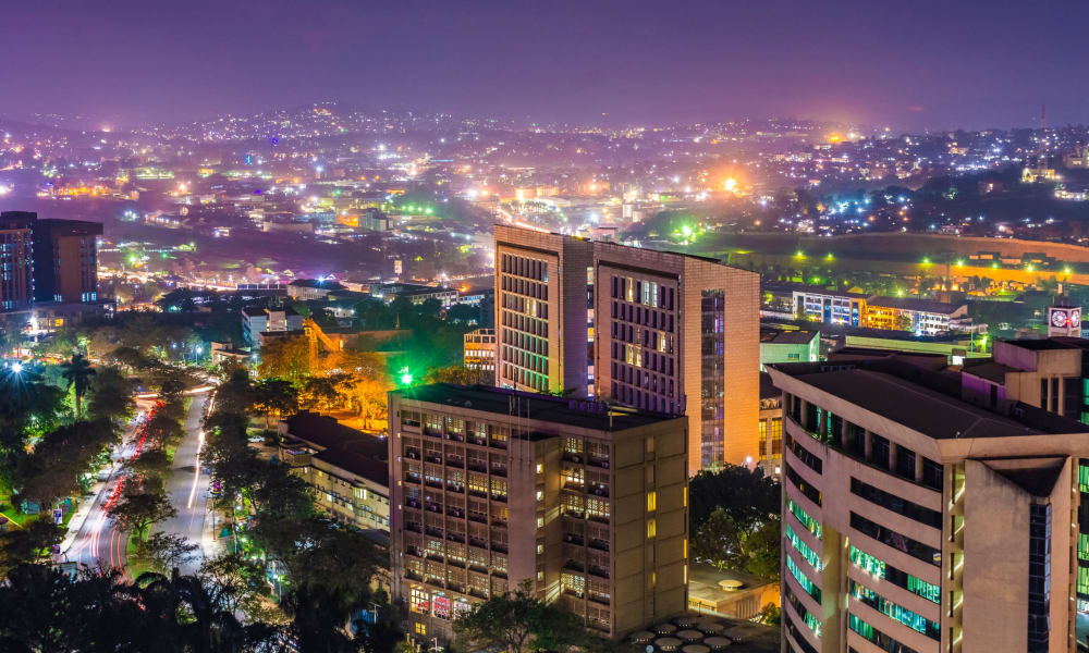 An aerial shot of Kampala the capital city of Uganda 