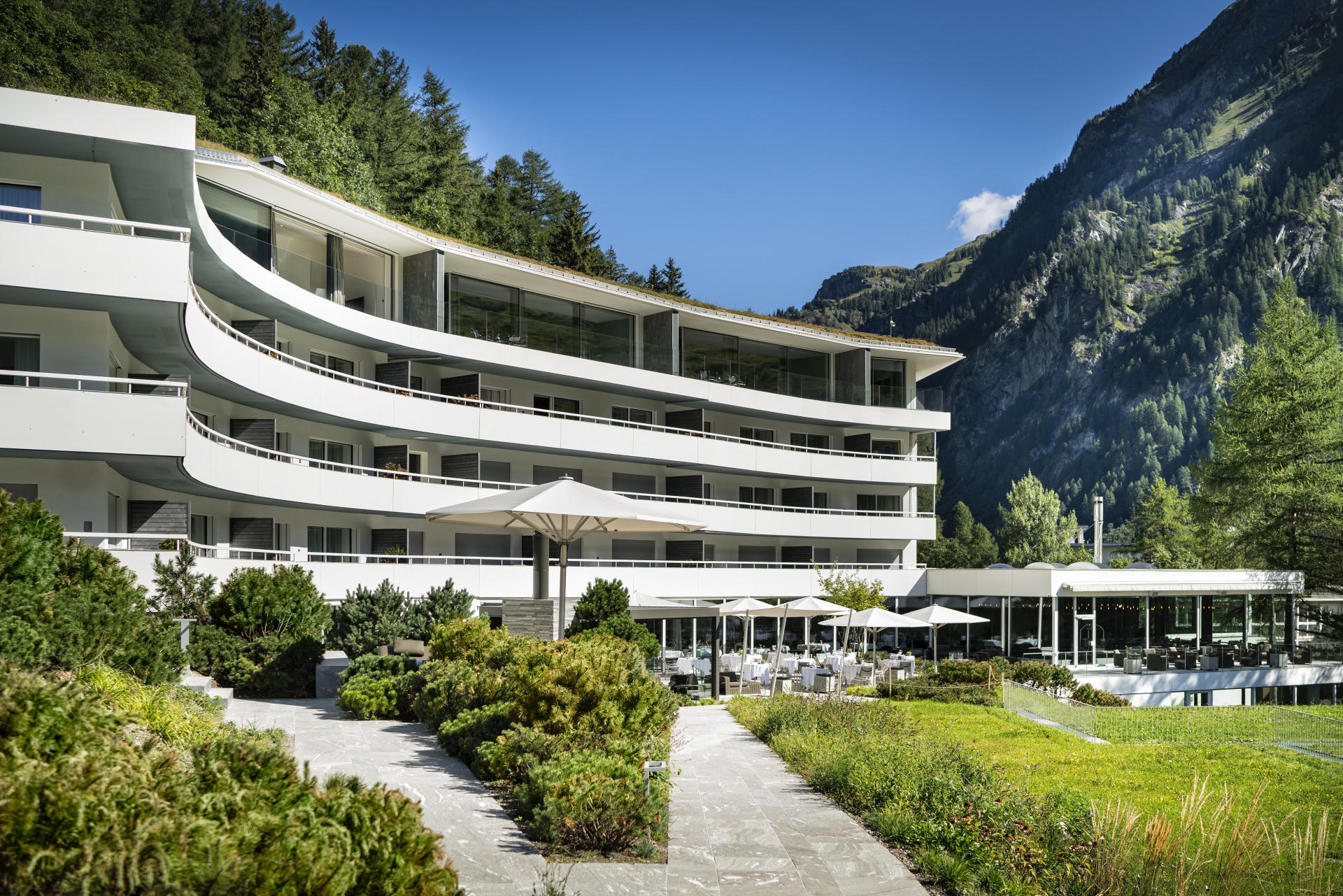 Aussenansicht des 7132 Vals Hotel