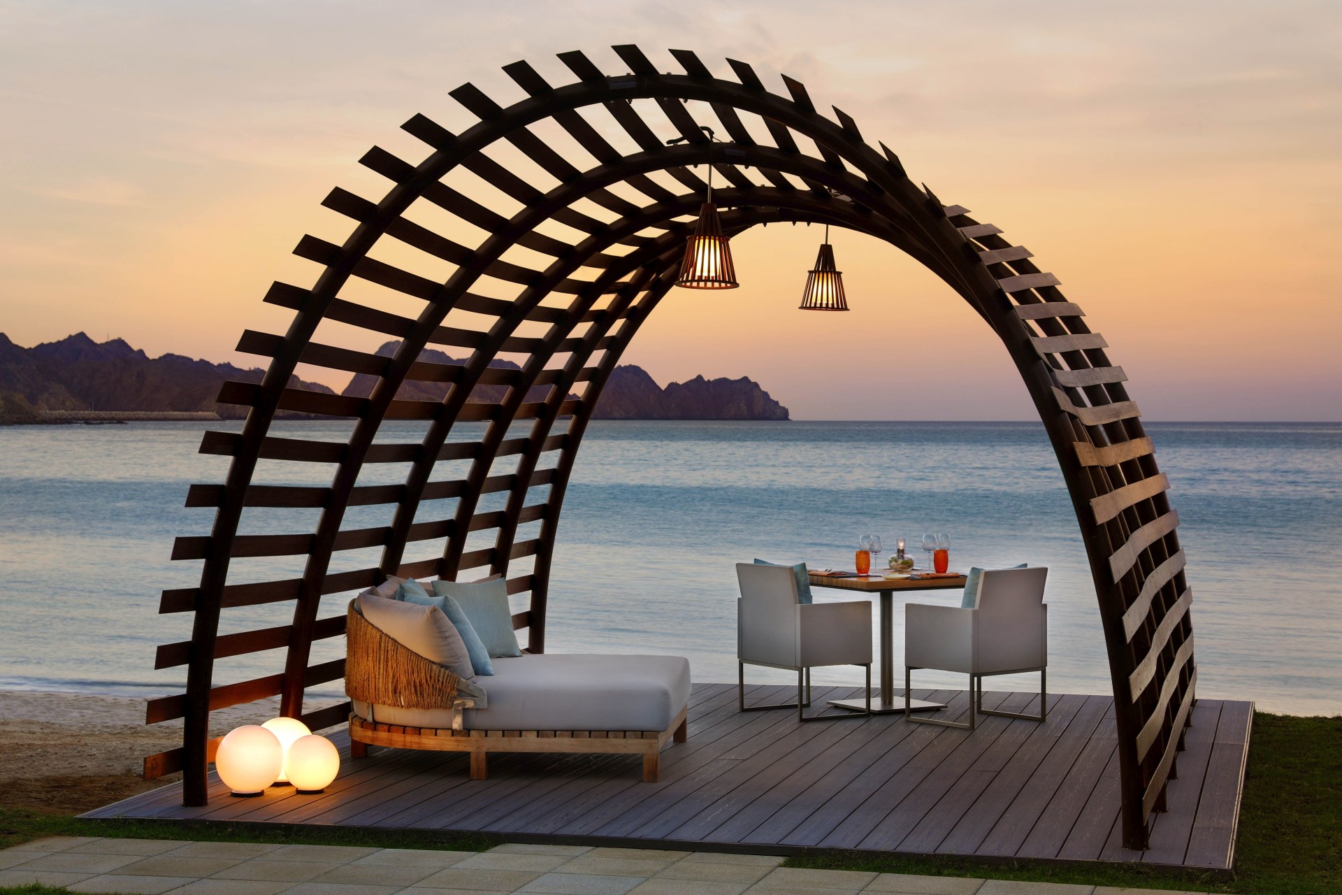 Cabana des Restaurant am Strand