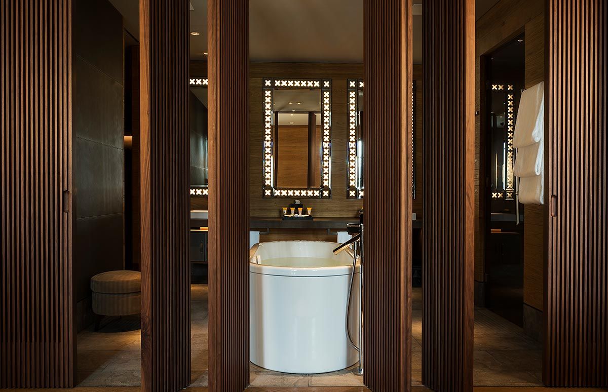 Badezimmer des Chedi Andermatt