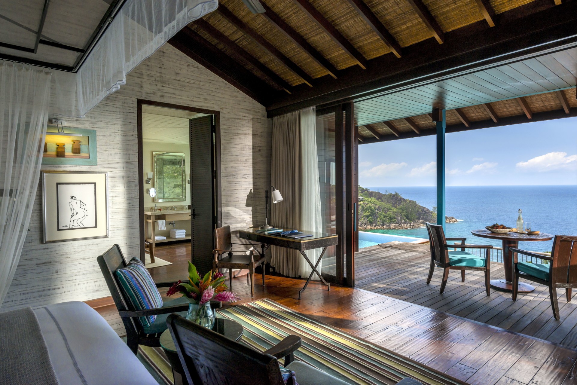 Terrasse und Sicht der Hilltop Ocean View Villa