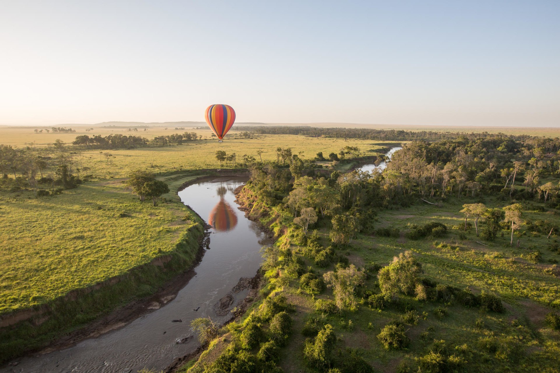 Heissluftballon in der Masai Mara in Kenia