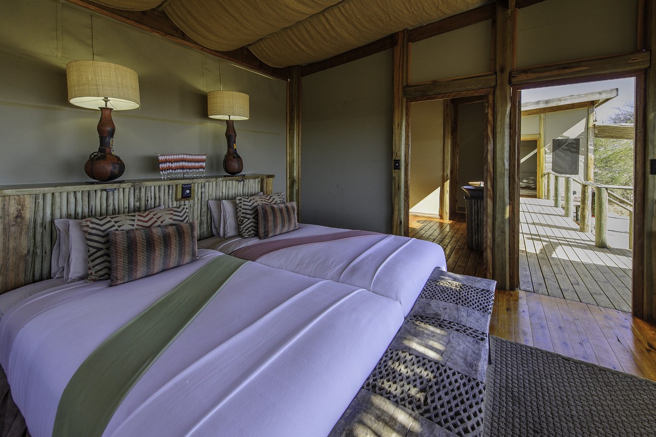 Zweibettzimmer im Kalahari Plains Camp in Botswana