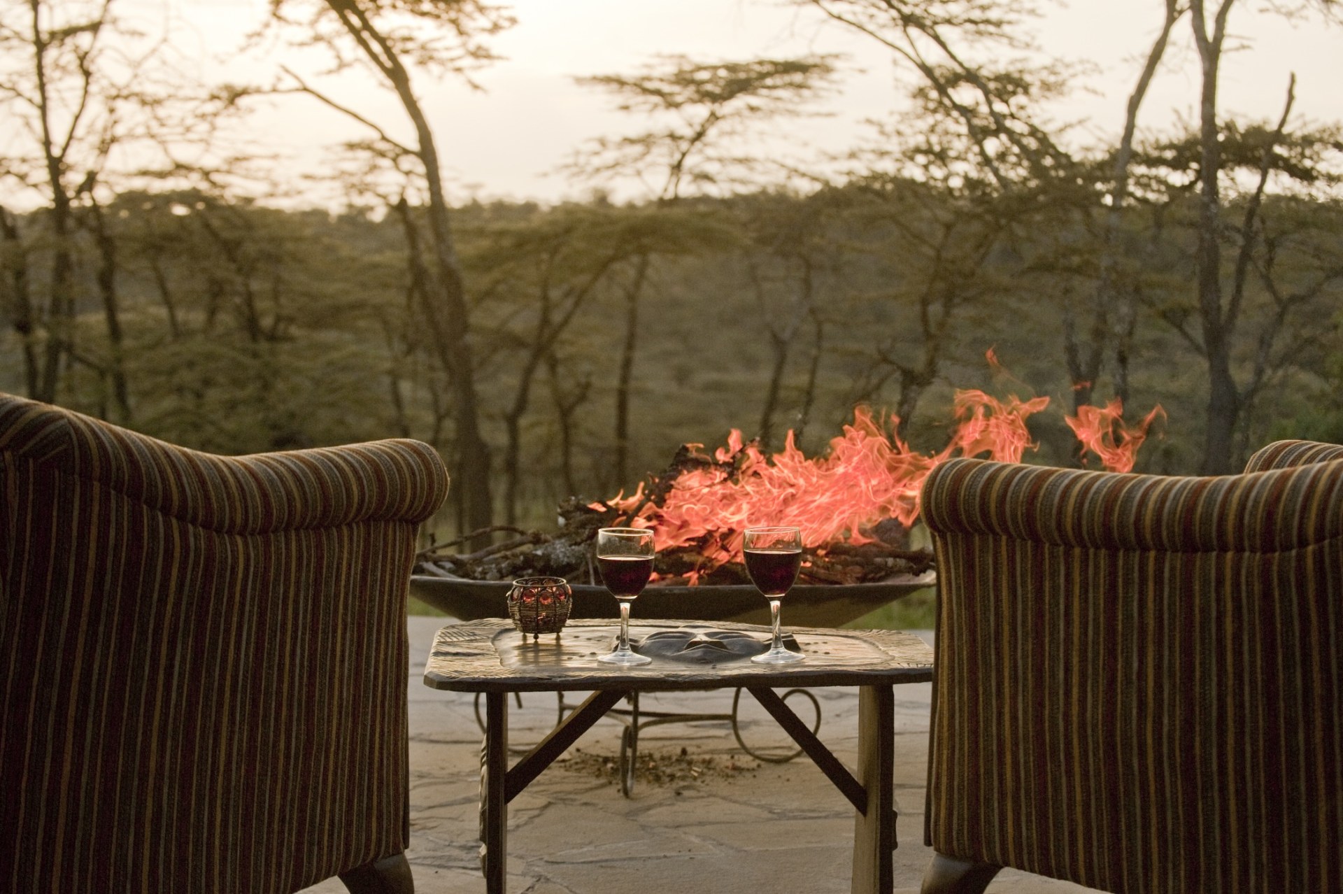 Lagerfeuer auf der Terrasse des Kicheche Valley Camp