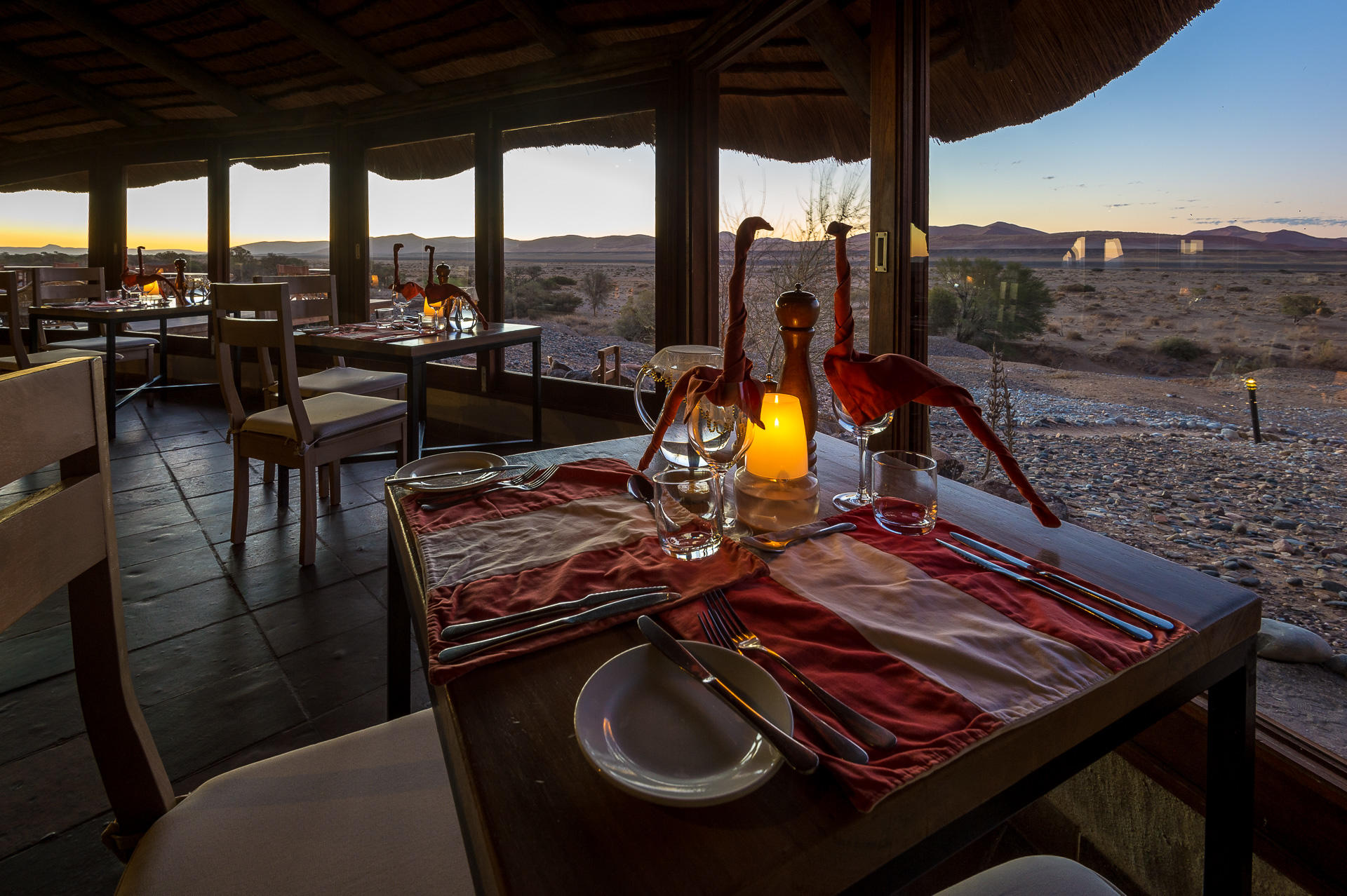 Abendessen in der Kulala Desert Lodge