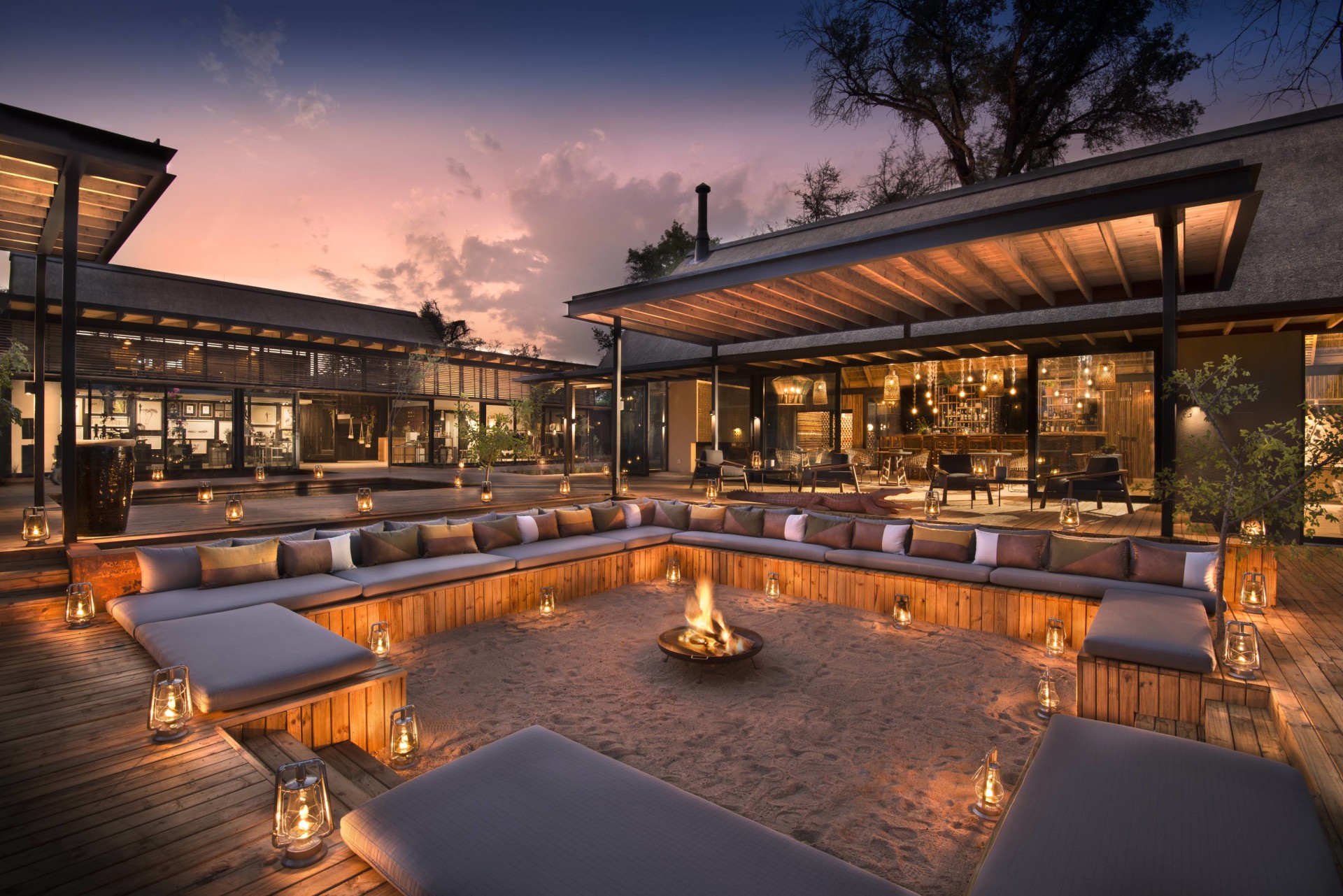 Feuerstelle der Lion Sands River Lodge Südafrika