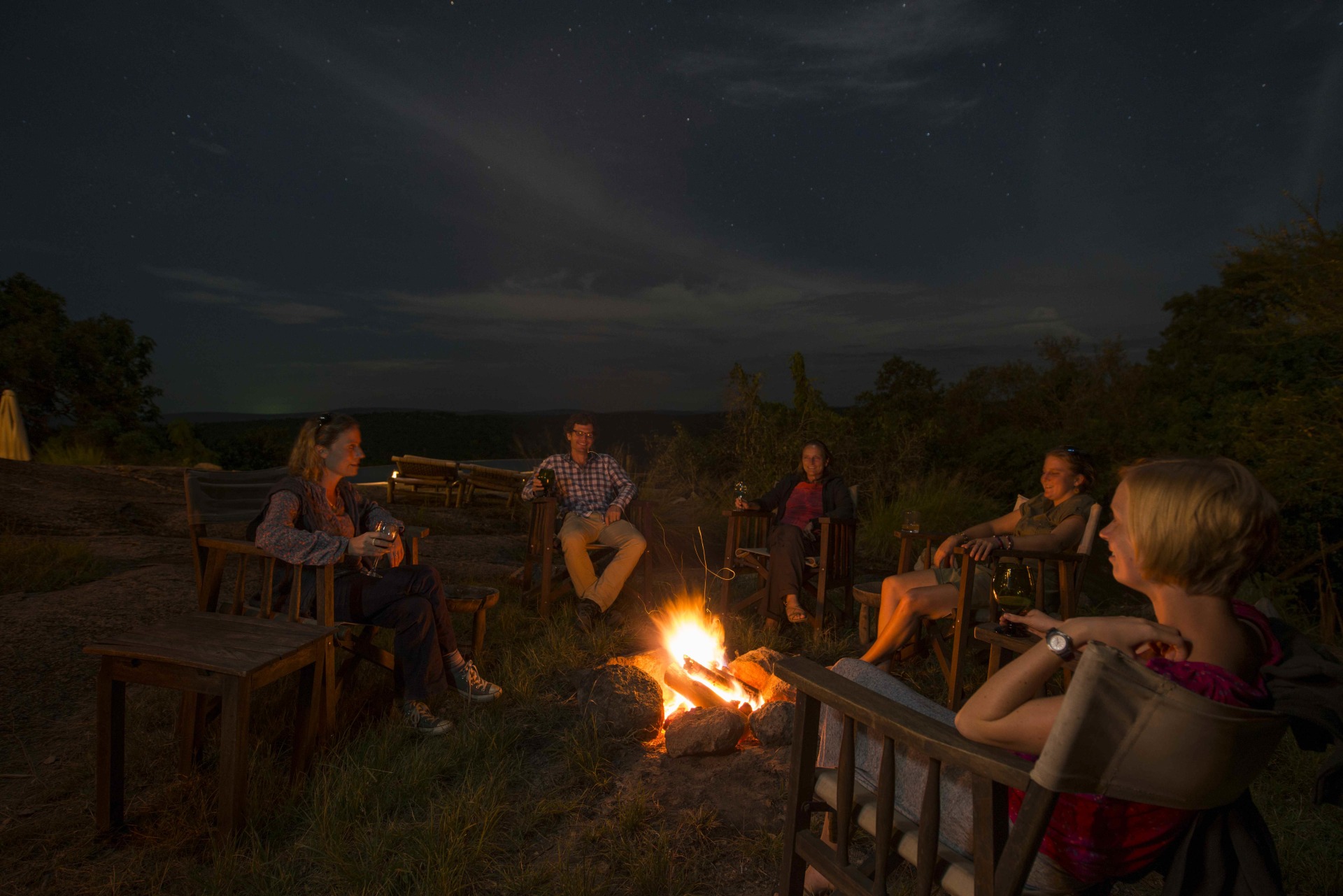 Lagerfeuer in der Mihingo Lodge