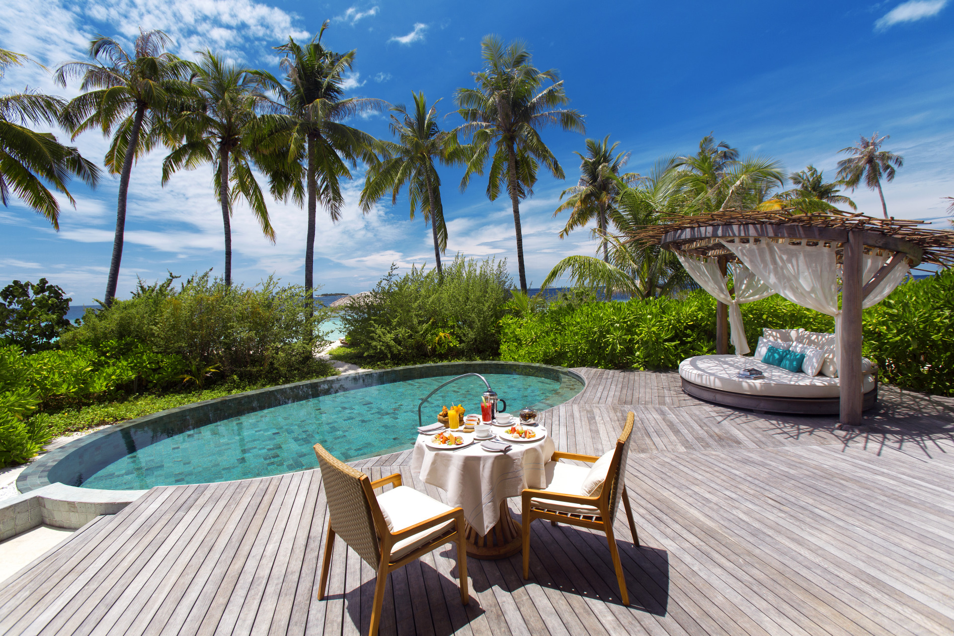 Terrasse einer Strand Villa