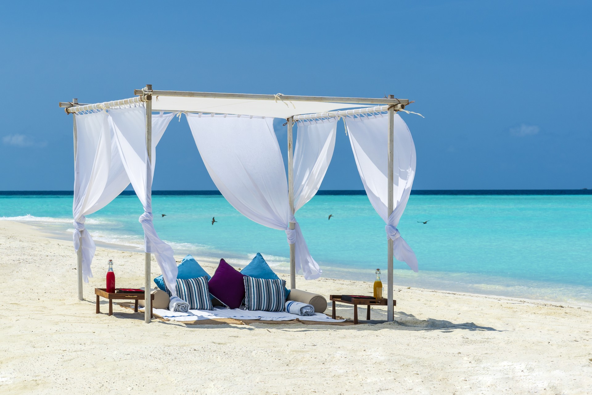 Romantisches Picknick am Strand von Milaidhoo Island Maldives