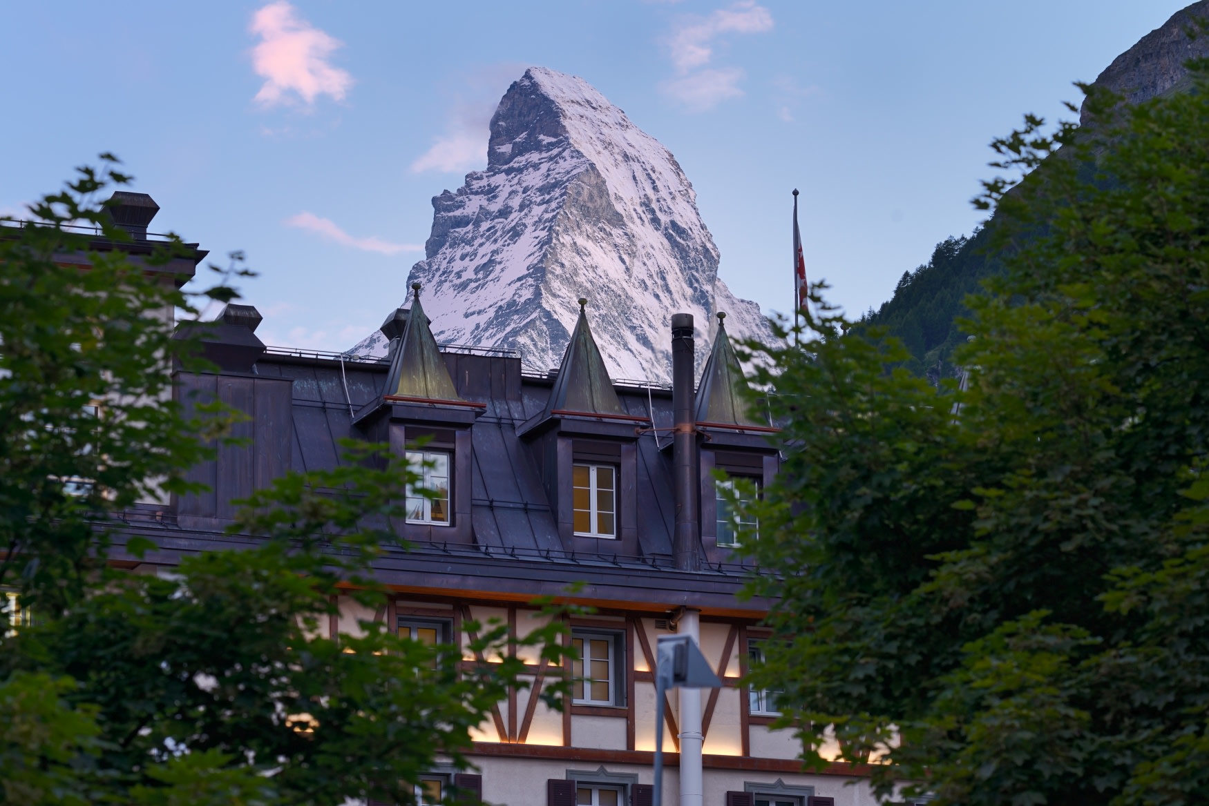 Blick auf das Matterhorn des Mont Cervin Palace