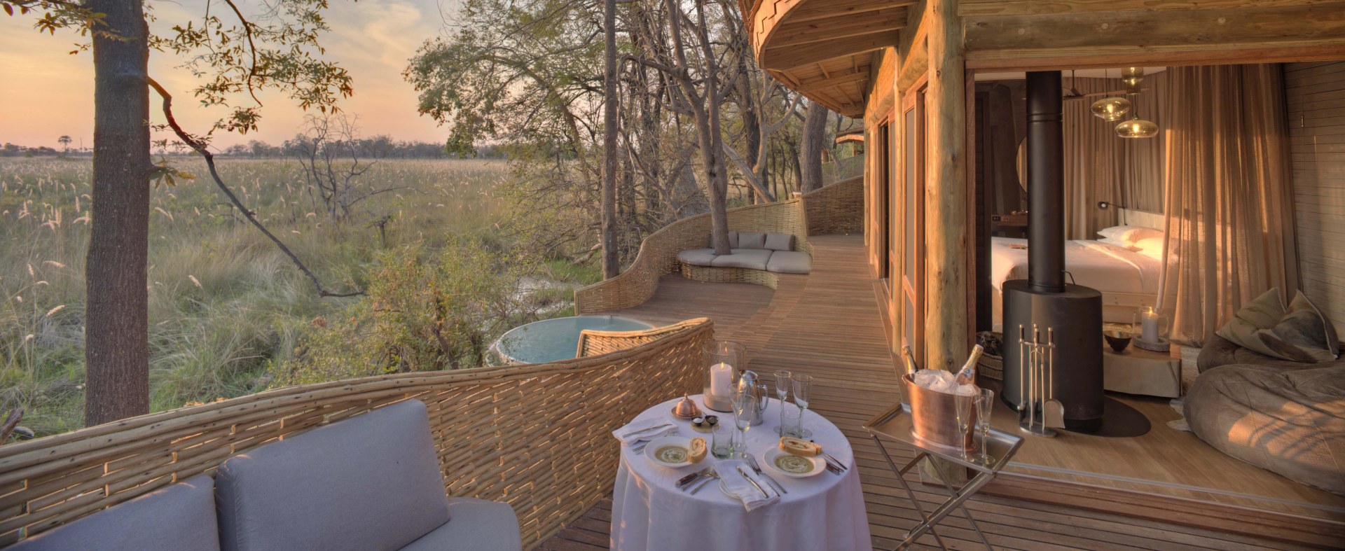 Veranda der Suite im andBeyond Sandibe Okavango Safari Lodge