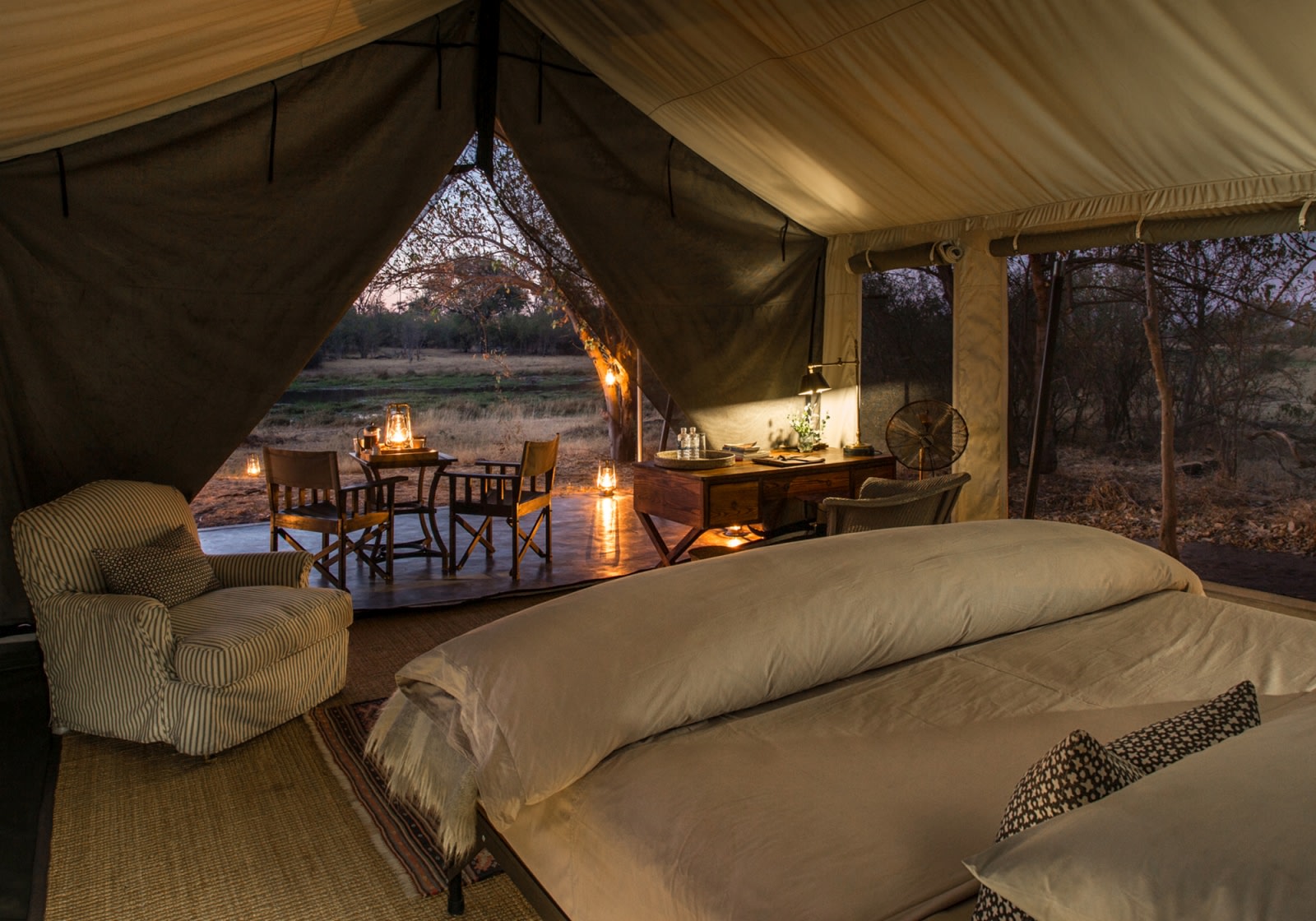 Schlafzimmer der Zelte im Machaba Camp