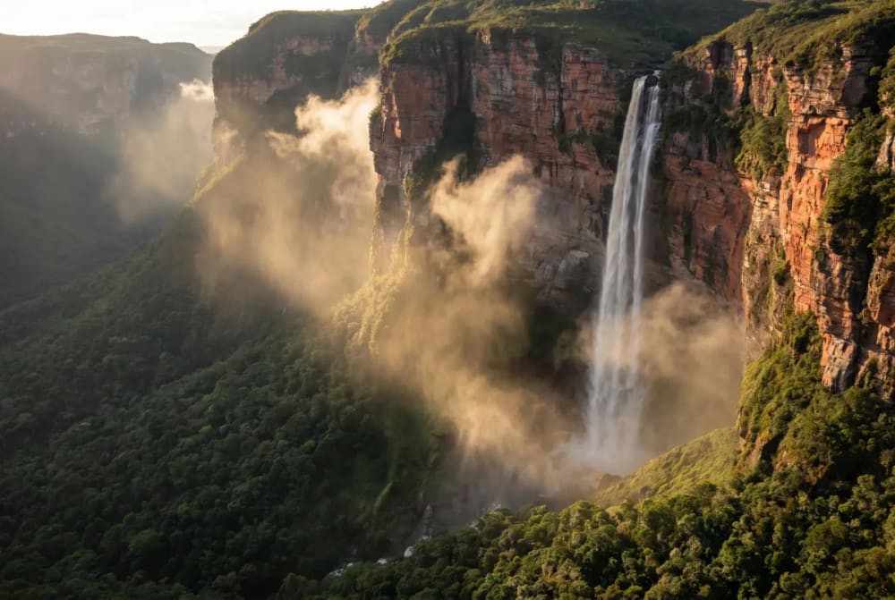 Der 340 Meter hohe Wasserfall Cachoeira da Fumaça im Nationalpark Chapada Diamantina — Brasiliens höchster Wasserfall