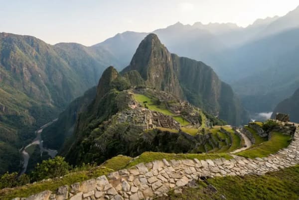 Inti Punku Sonnentor — Panoramablick auf Machu Picchu und Huayna Picchu