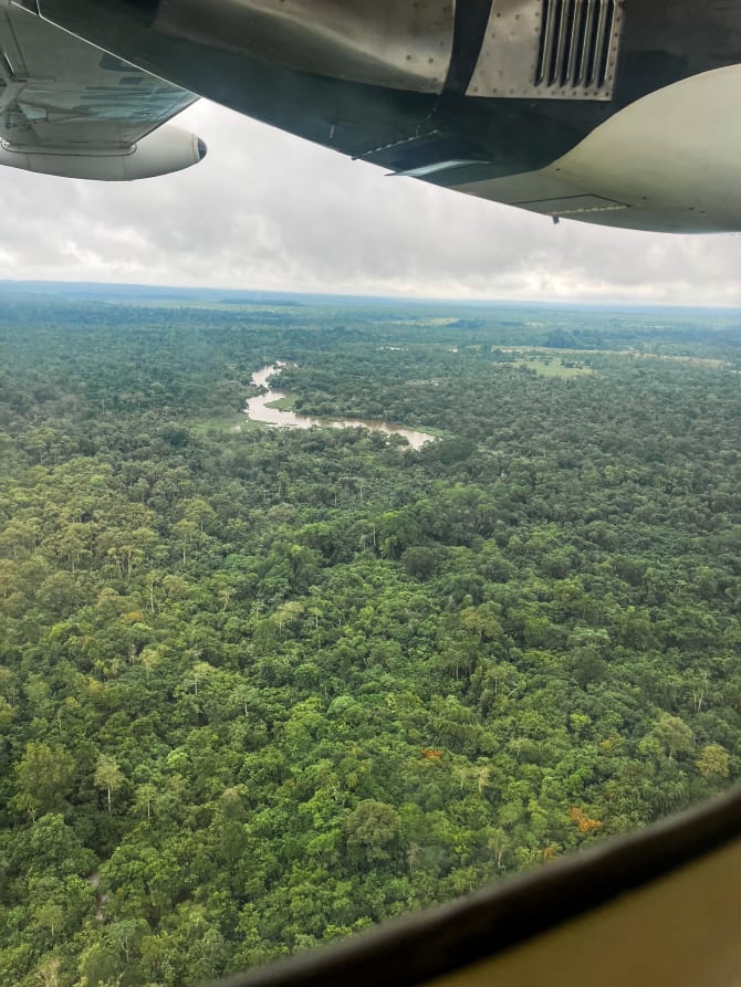 Blick aus dem Flugzeug auf den Regenwald der Republik Kongo