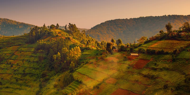 Bergige Landschaft in Uganda