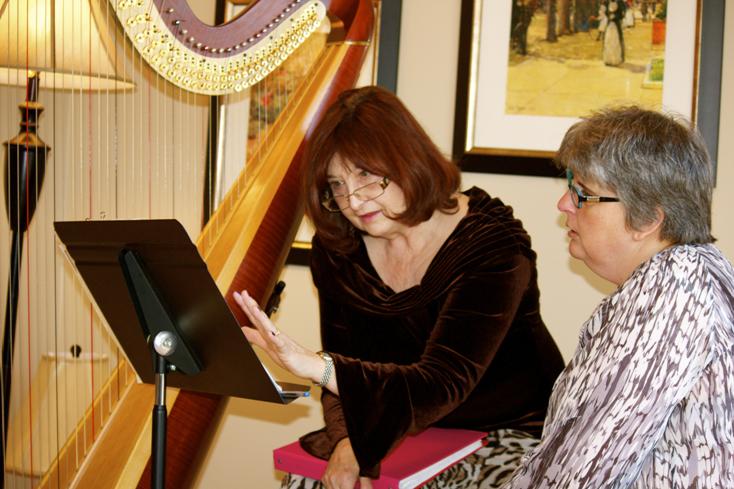 Harp Teacher Tisha Demonstrates for Lauren